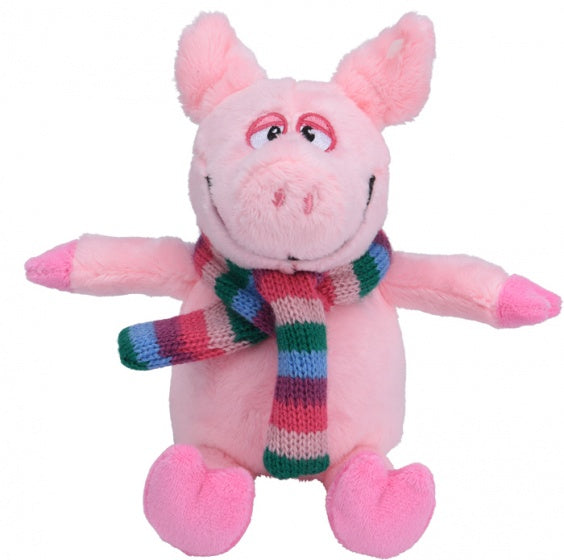knuffelvarken met sjaal 19 cm roze