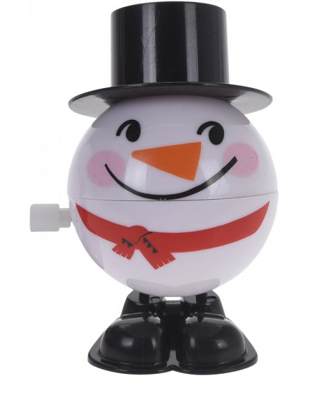 opwindfiguur sneeuwpop wit/zwart 7 cm