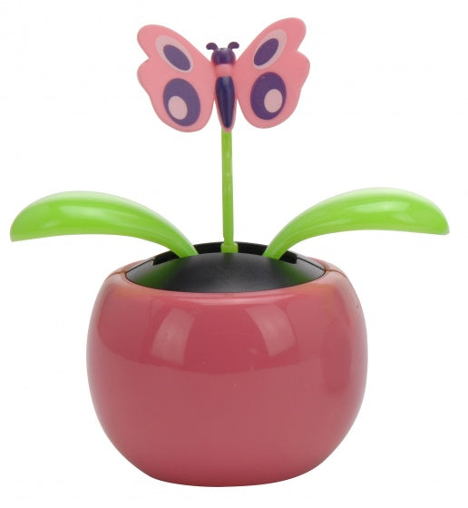 solarbloem vlinder roze 10 cm