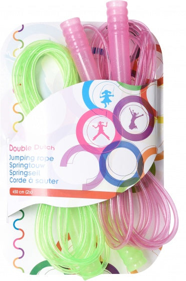 springtouwset Double Dutch groen/roze 450 cm