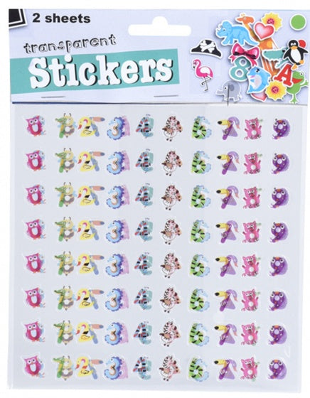stickervellen transparant dieren 15 cm 2 stuks
