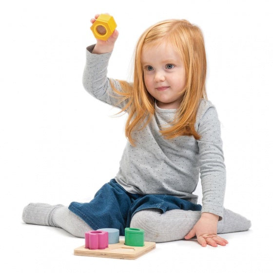 vormenpuzzel met kleur hout junior 14 x 14 x 4 cm