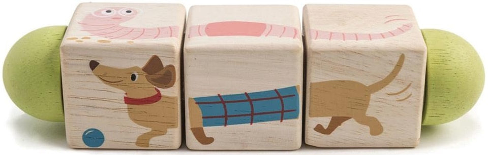 vormenpuzzel Twisting Cubes Dier hout junior 3 stukjes