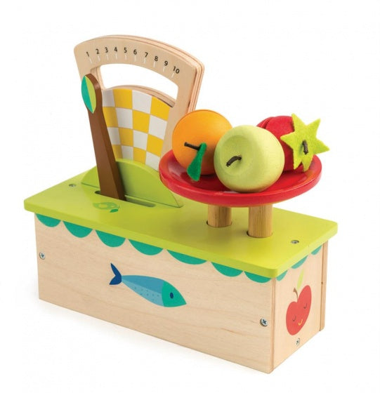 weegschaal met fruit hout junior 7-delig