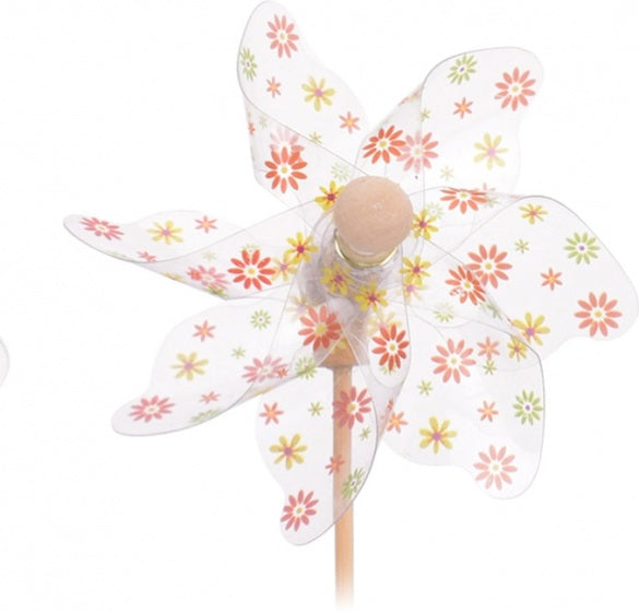 windmolen bloemen oranje Ø28 cm transparant