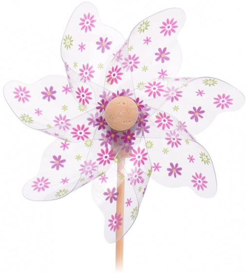 windmolen bloemen paars Ø28 cm transparant