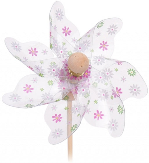 windmolen bloemen roze Ø28 cm transparant