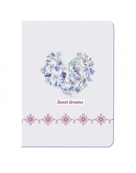 schrift sweet dreams hart wit/ paars 14 cm