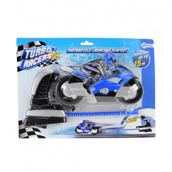 afschietmotor met rijder 12 cm blauw