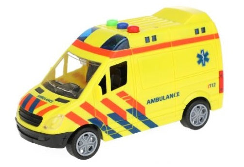 ambulance frictie met licht en geluid 15 cm