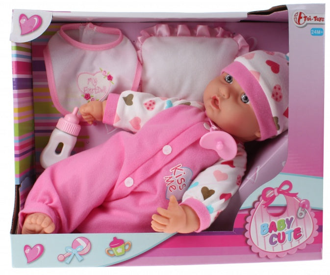 Baby Cute babypop 40 cm roze 3-delig