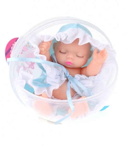 babypop Cute in bal 10 cm meisjes blauw 3-delig