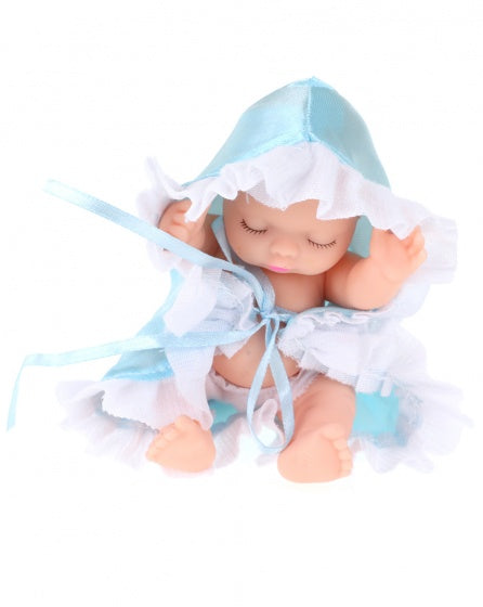 babypop Cute in bal 10 cm meisjes blauw 3-delig