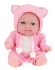 babypop met kledingset 14 cm lichtroze