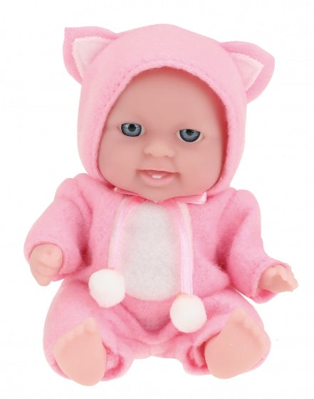 babypop met kledingset 14 cm lichtroze