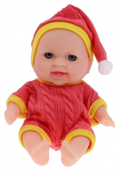 babypop met kledingset 14 cm rood/geel