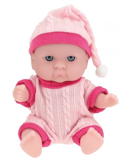 babypop met kledingset 14 cm roze