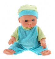 babypop met kledingset 20 cm blauw/lime