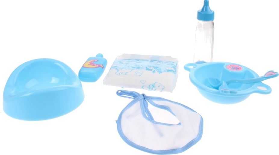 babypop verzorgingsset 8-delig blauw