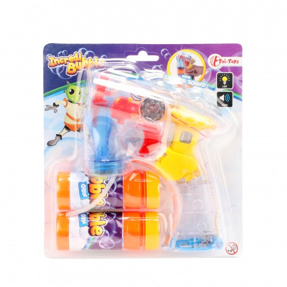 bellenblaaspistool met licht en geluid oranje 15 cm