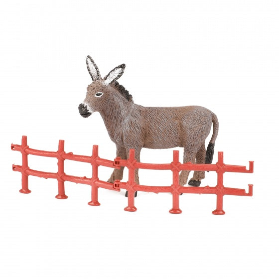 boerderijdier met hek 8 cm ezel