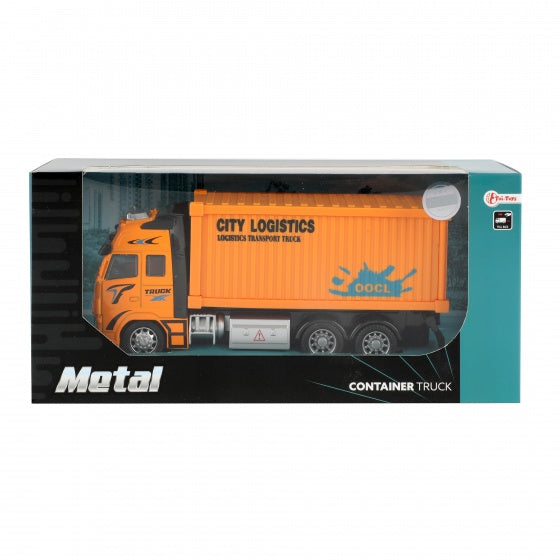 container vrachtwagen oranje 12 cm