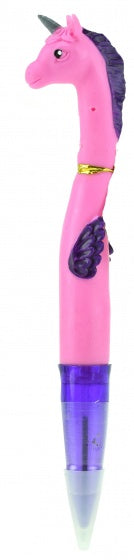 eenhoorn pen roze/paars 12 cm