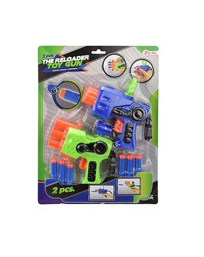 foam pistool met foamkogels blauw/groen