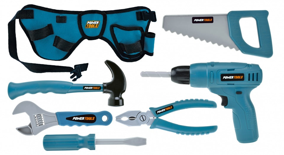 Power Tools gereedschap met heuptas blauw 7-delig