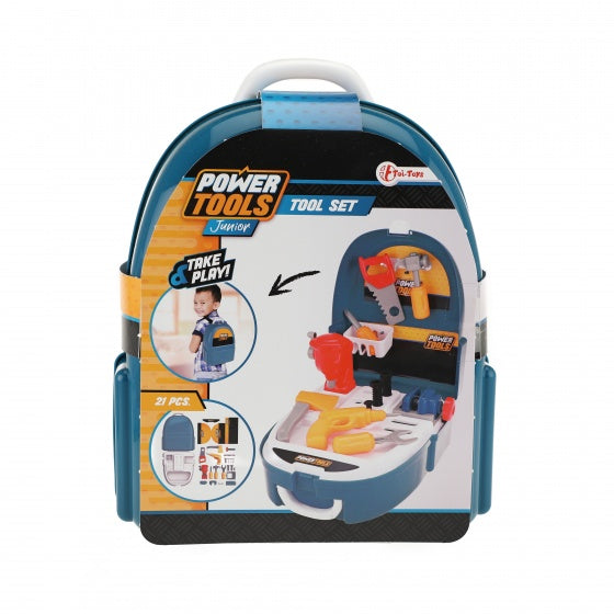 gereedschapsset in rugzak blauw 32 cm