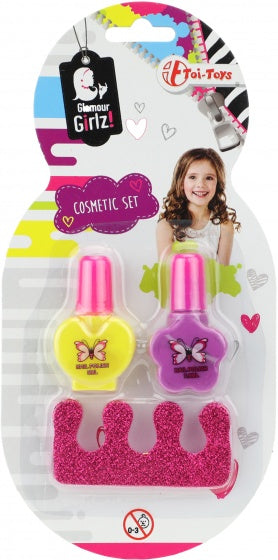 make-upset nagellak 8 cm 3-delig paars/geel