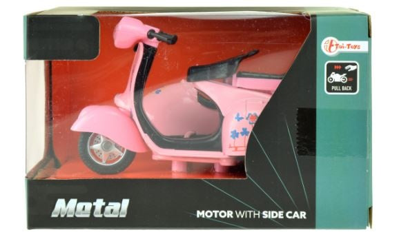 Metal Pull back motor met zijspan roze 11