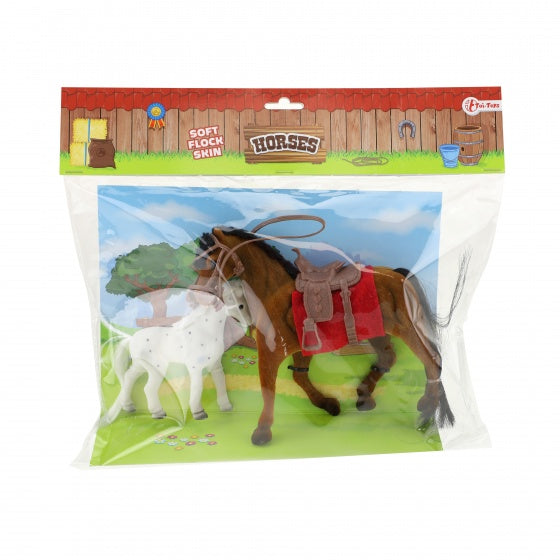 paarden bruin/wit 2 stuks