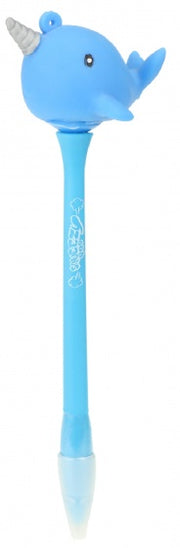 pen met knijpnarwal meisjes 15 cm blauw