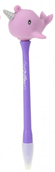 pen met knijpnarwal 15 cm paars
