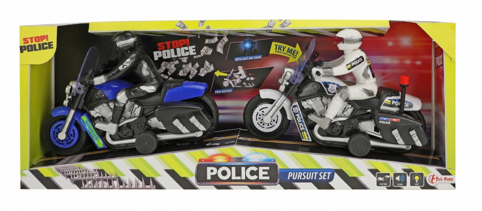 politieachtervolging op motor 19 cm 2 stuks blauw