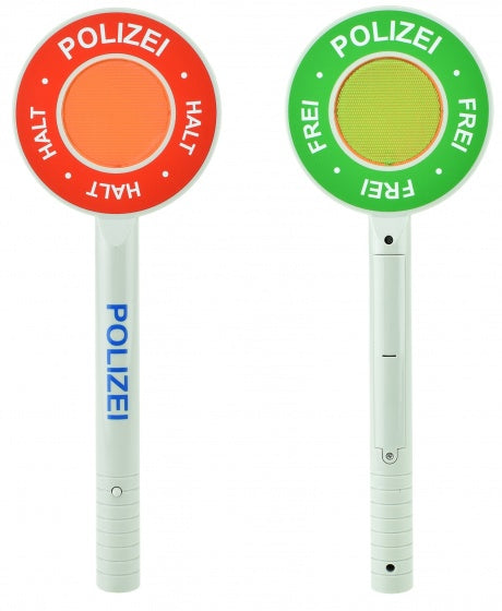 politiestopbord De met knipperlicht 29 cm wit