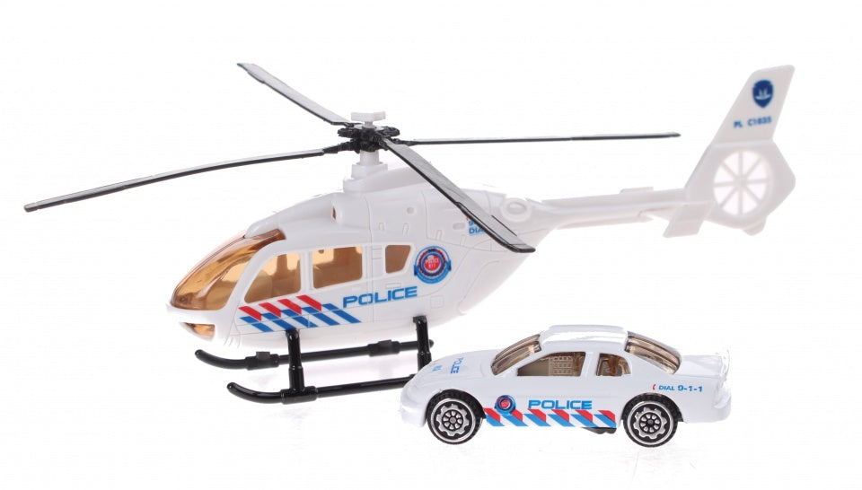 Rescue Team set helikopter met auto wit politie