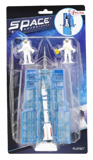 ruimte raket en astronauten 15 cm zilver