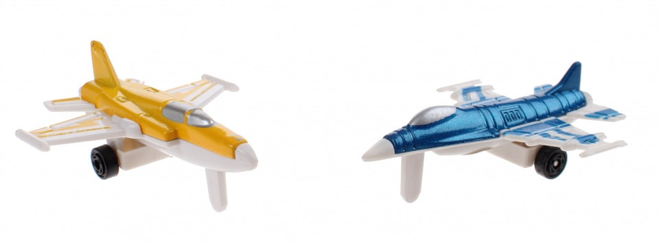 Sky Fighter vliegtuigjes diecast 7 cm blauw/geel