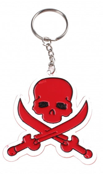 sleutelhanger doodshoofd rood 7 cm