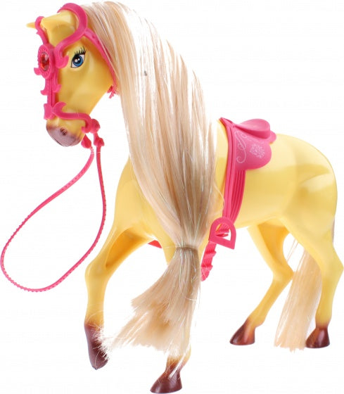 Sofie paard met borstel 25 cm geel