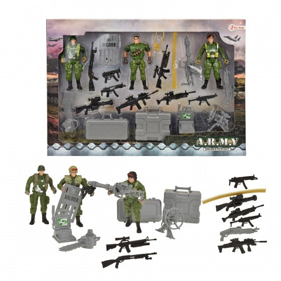 speelset Army soldaten met accessories 19-delig legergroen