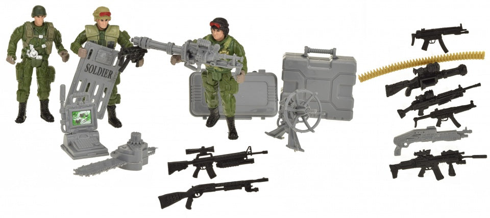 speelset Army soldaten met accessories 19-delig legergroen