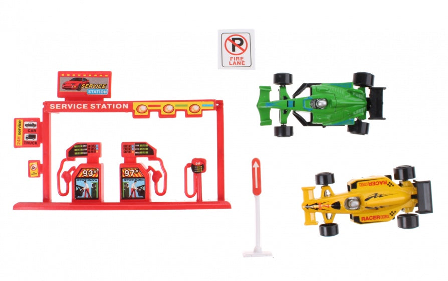 speelset Formule 1 die-cast 5-delig groen/geel