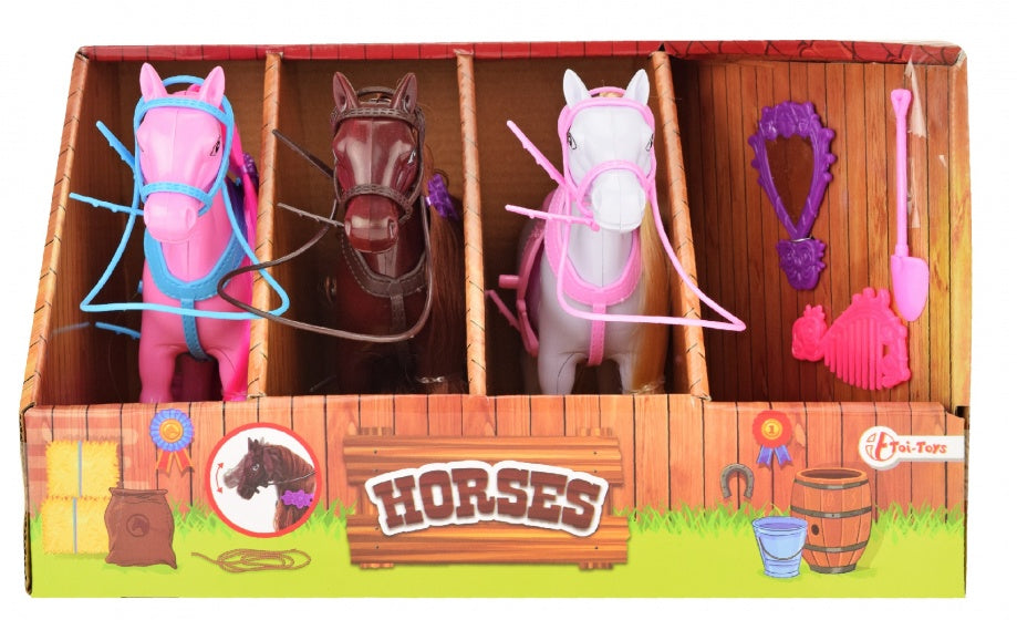 speelset paarden met accessoires 15 cm multicolor