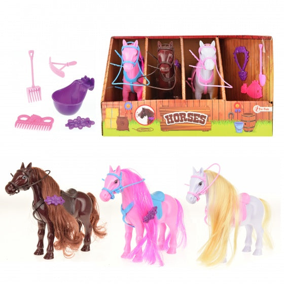 speelset paarden met accessoires 15 cm multicolor
