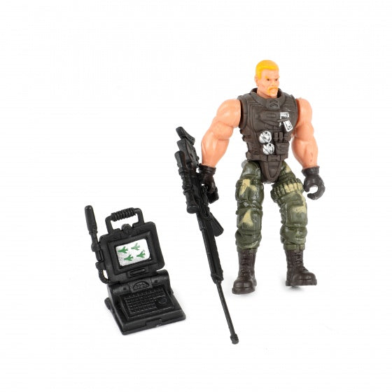 speelset soldaat met accessoire computer 8-delig 11 cm