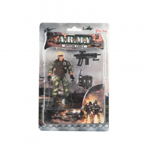 speelset soldaat met accessoire walkie talkie 8-delig 11 cm