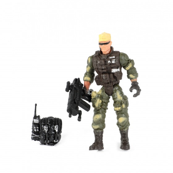 speelset soldaat met accessoire walkie talkie 8-delig 11 cm